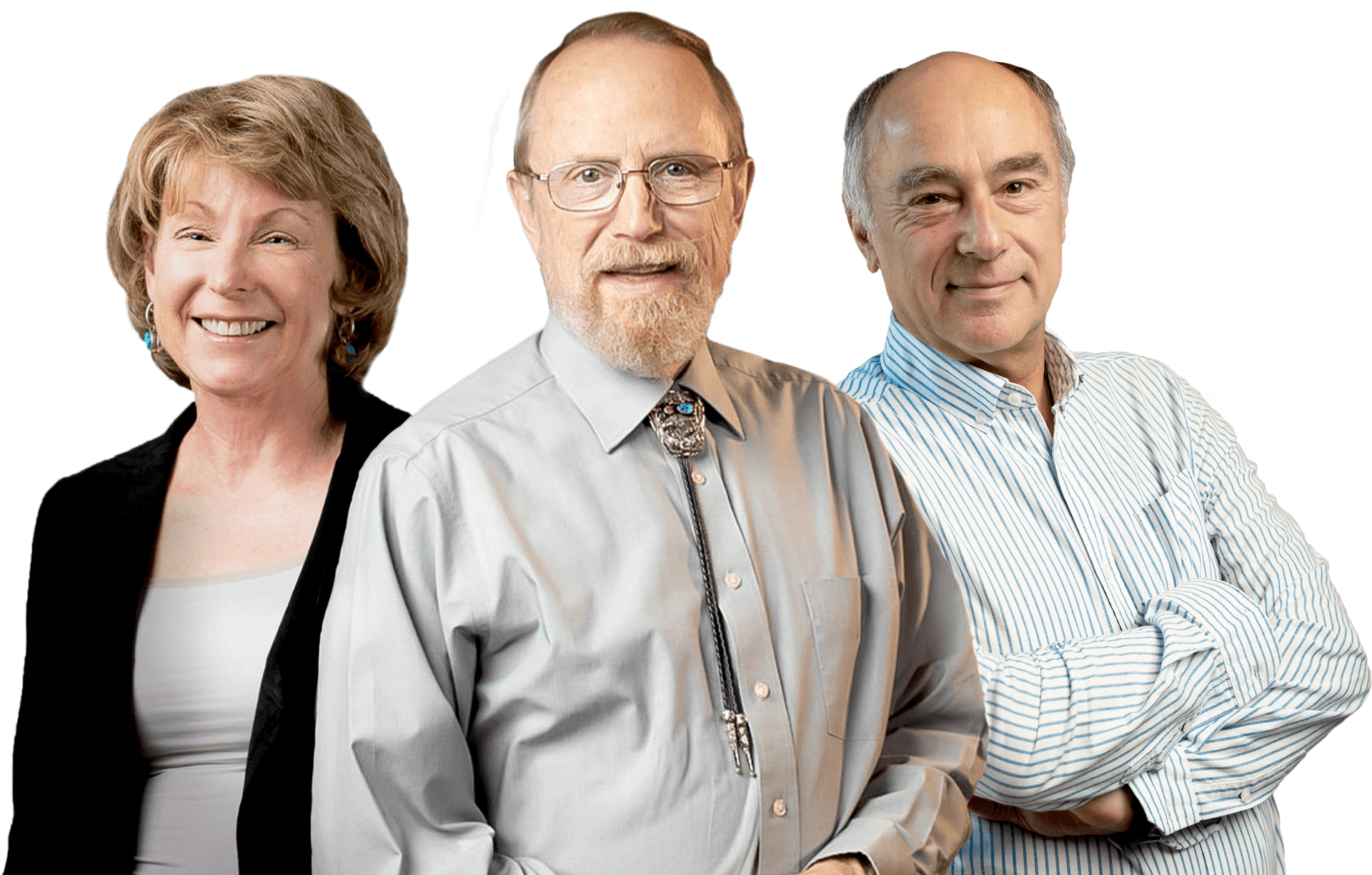 Theresa Moyers, Bill Miller and Stephen Rollnick stand next to each other smiling