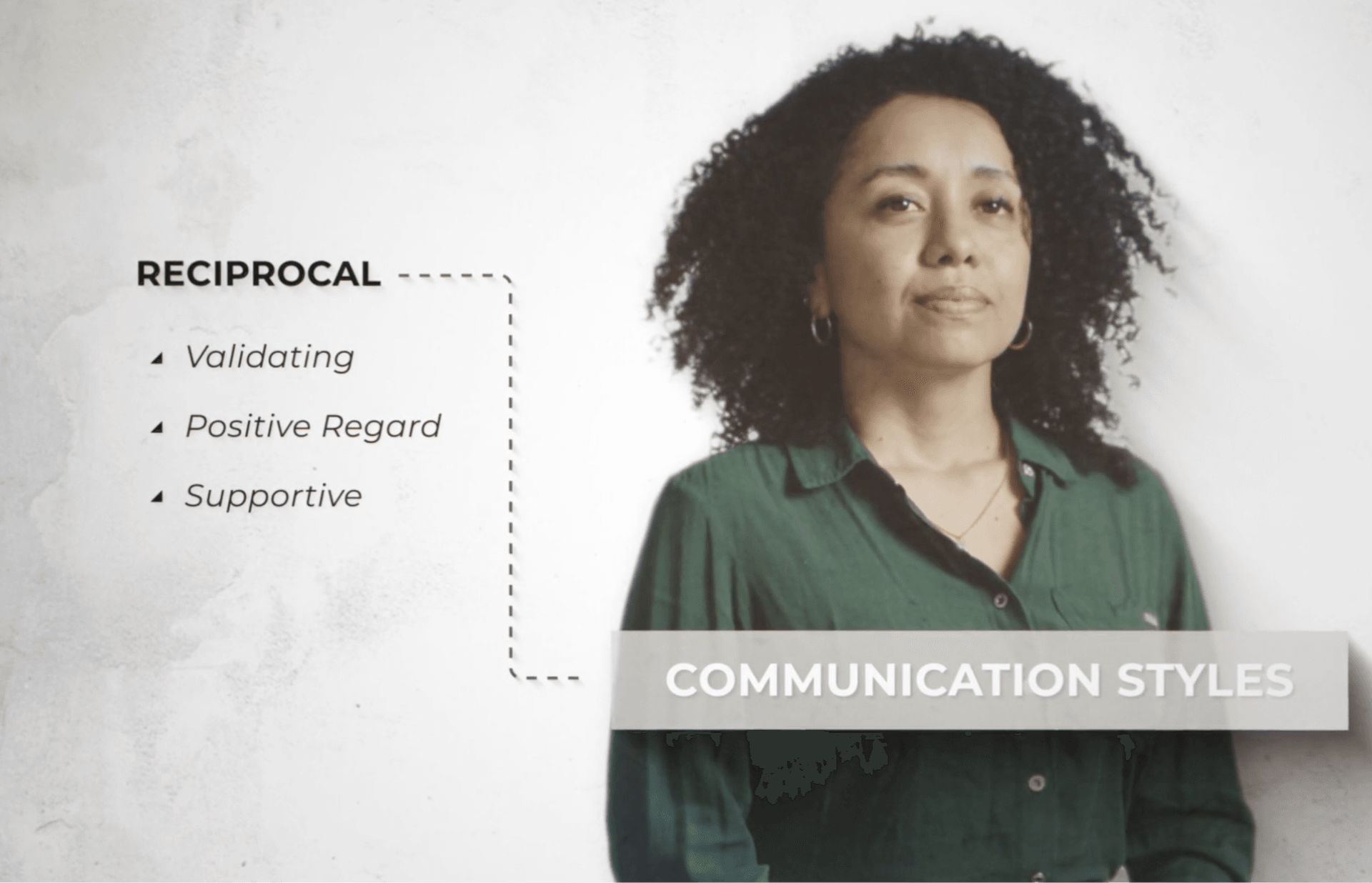 image of woman with text about reciprocal listening