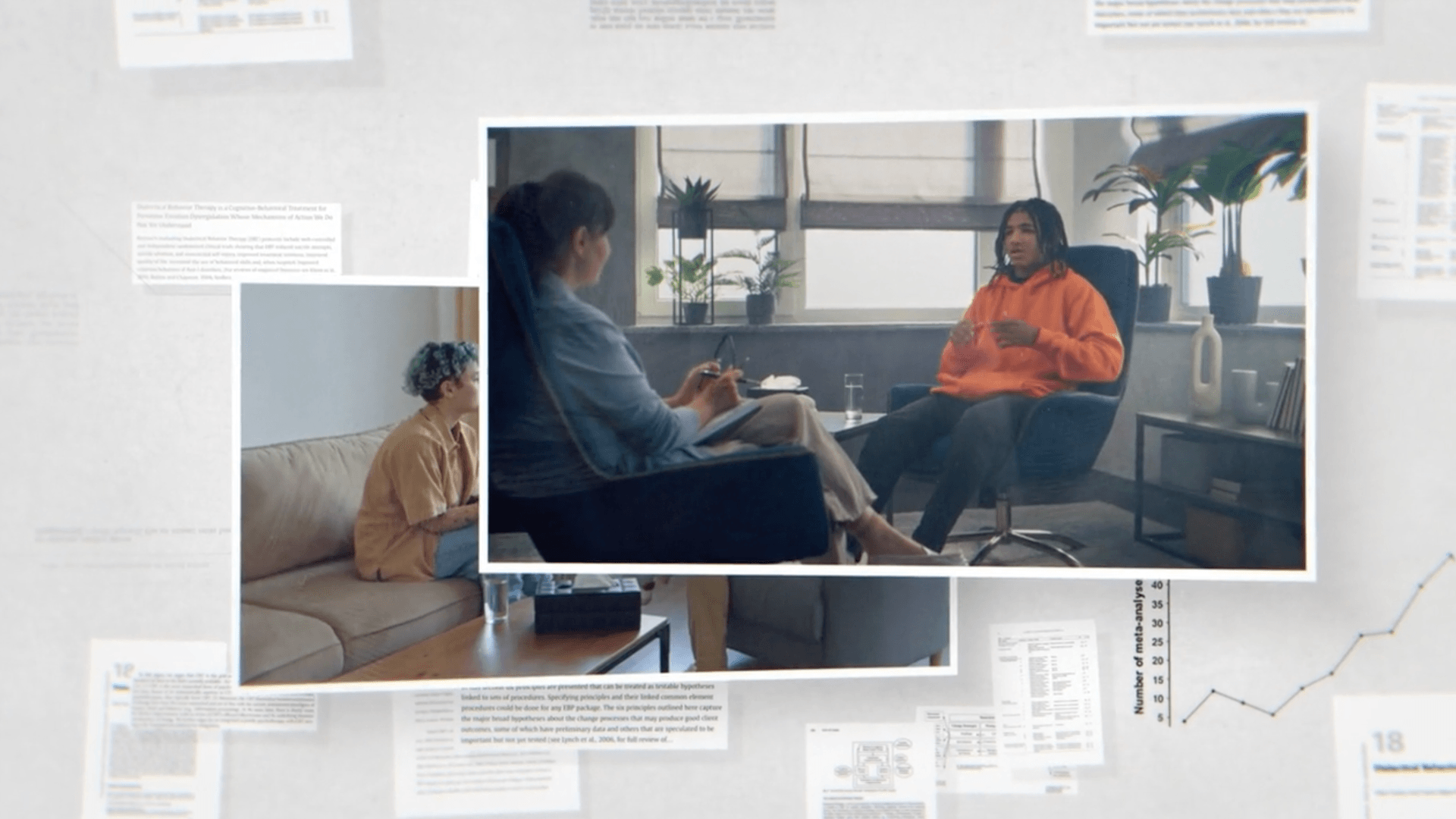 collection of photos showing therapy demonstrations and research